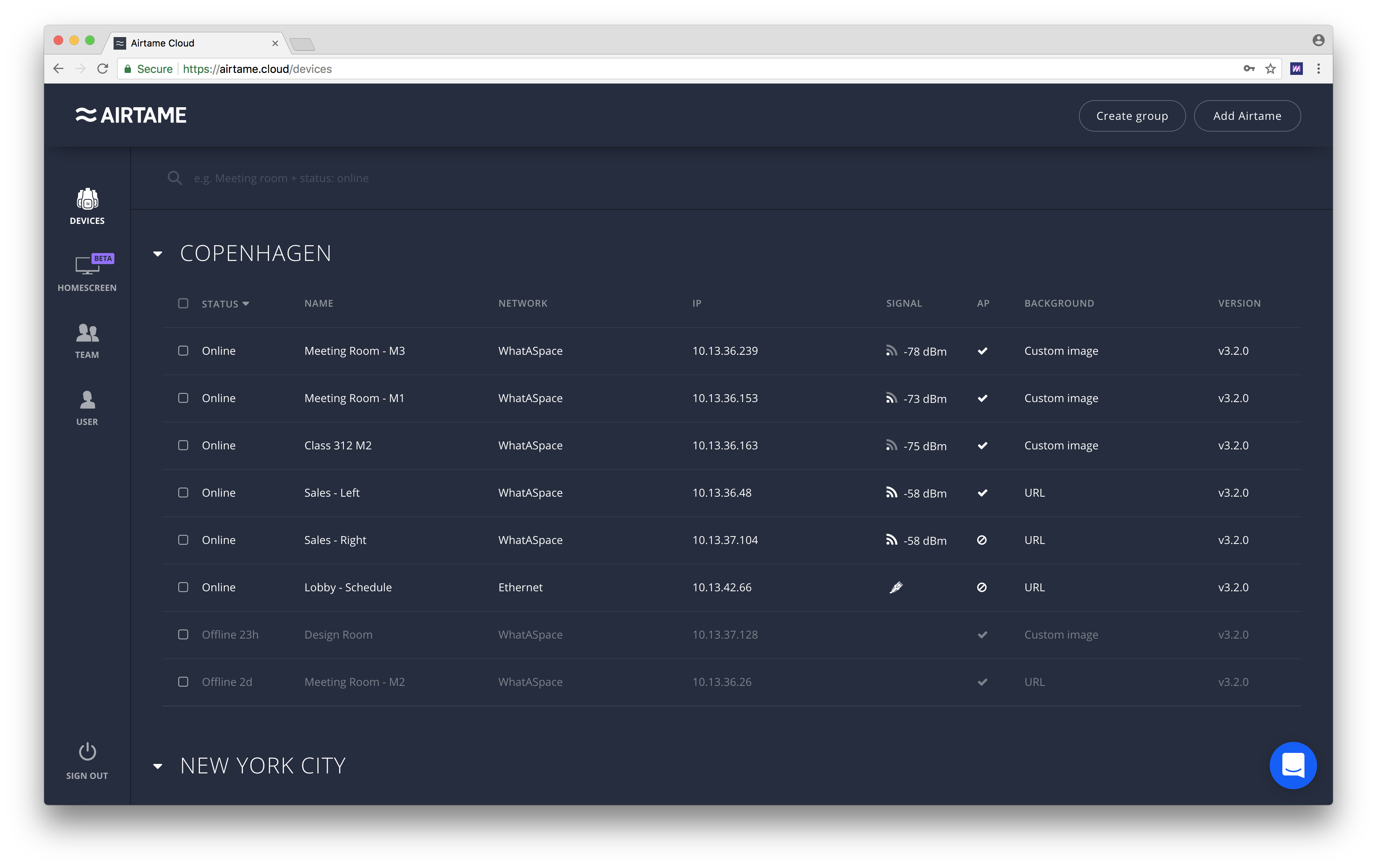 Airtame Cloud Management
